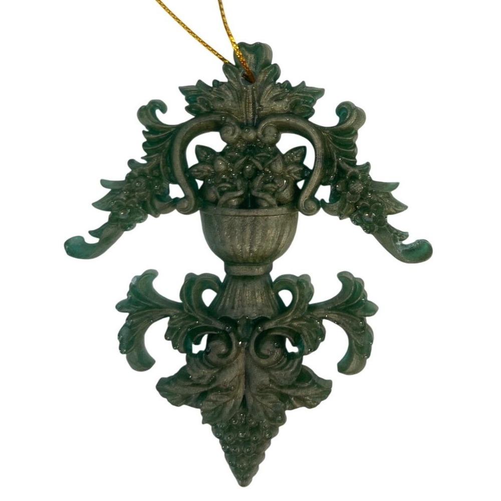 10pc Handmade Green Mica Baroque Architectural Salvage Style Christmas Ornaments - Picture 11 of 16